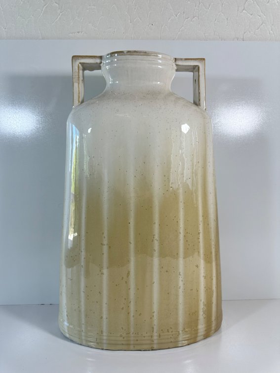 Elegant Ceramic Vase with Square Handles - Vintage Style