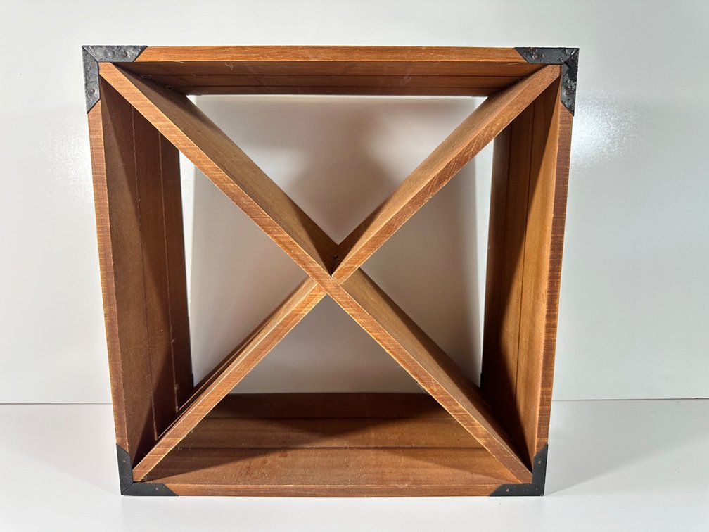 Wooden Wine Rack with Metal Corner Accents - Approx. 15" x 15" x 8"