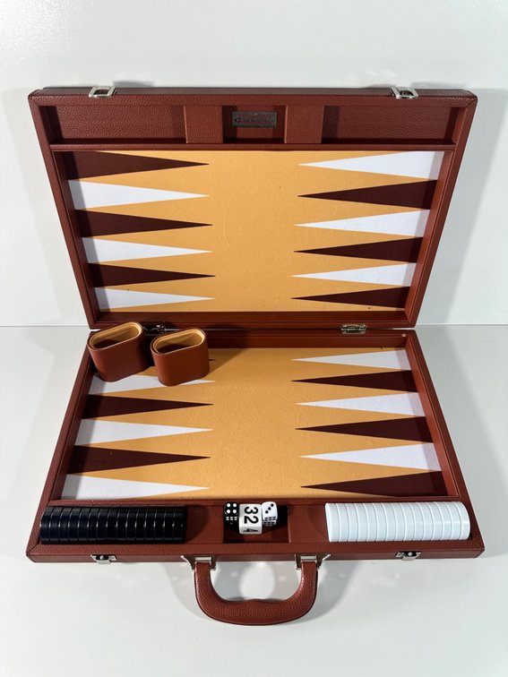 Deluxe Backgammon Set by Silverman & Co. - Complete in Leatherette Case
