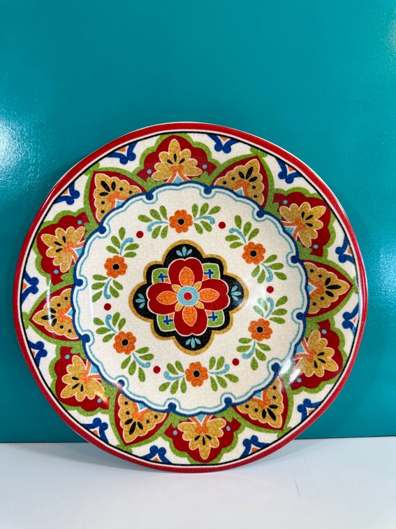 Vibrant Pier 1 Imports Ceramic Plate - Multicolor Floral Design