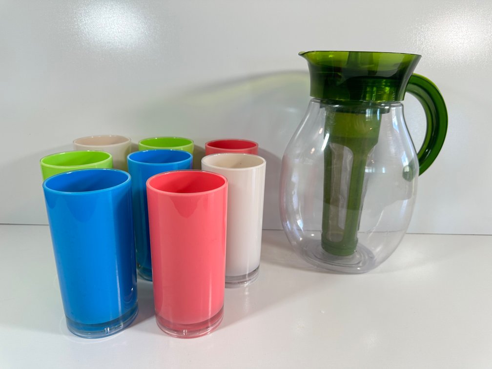 Colorful Pitcher and Tumbler Set - Nine Pieces