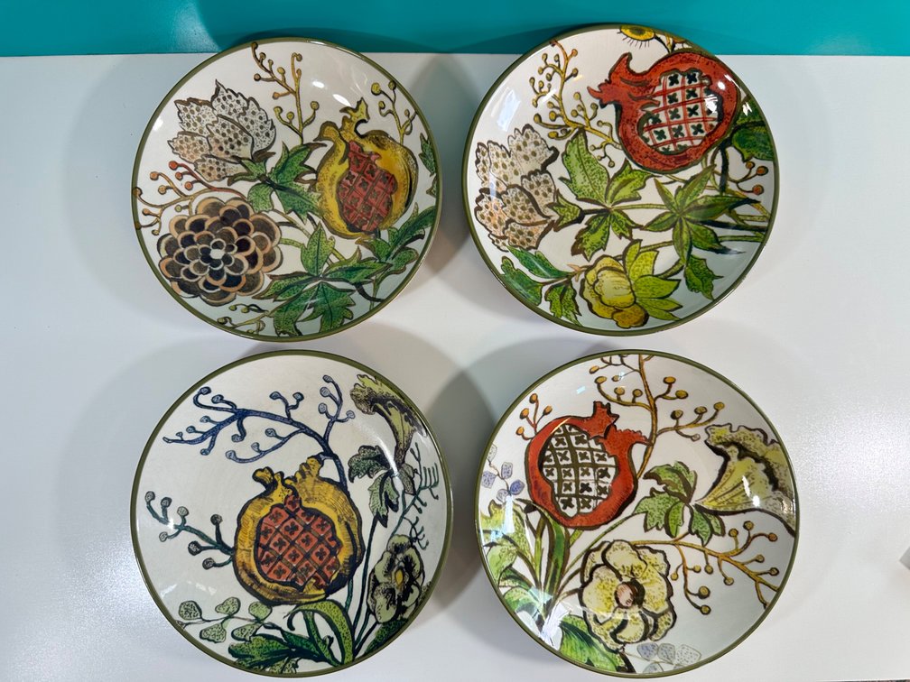(X's 4)  Williams-Sonoma Pomegranate Pasta Bowls - Handcrafted in Portugal