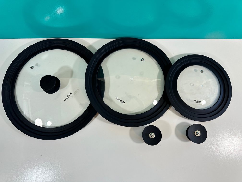 (X's 3) Set of Three Universal Silicone and Glass Pot Lids