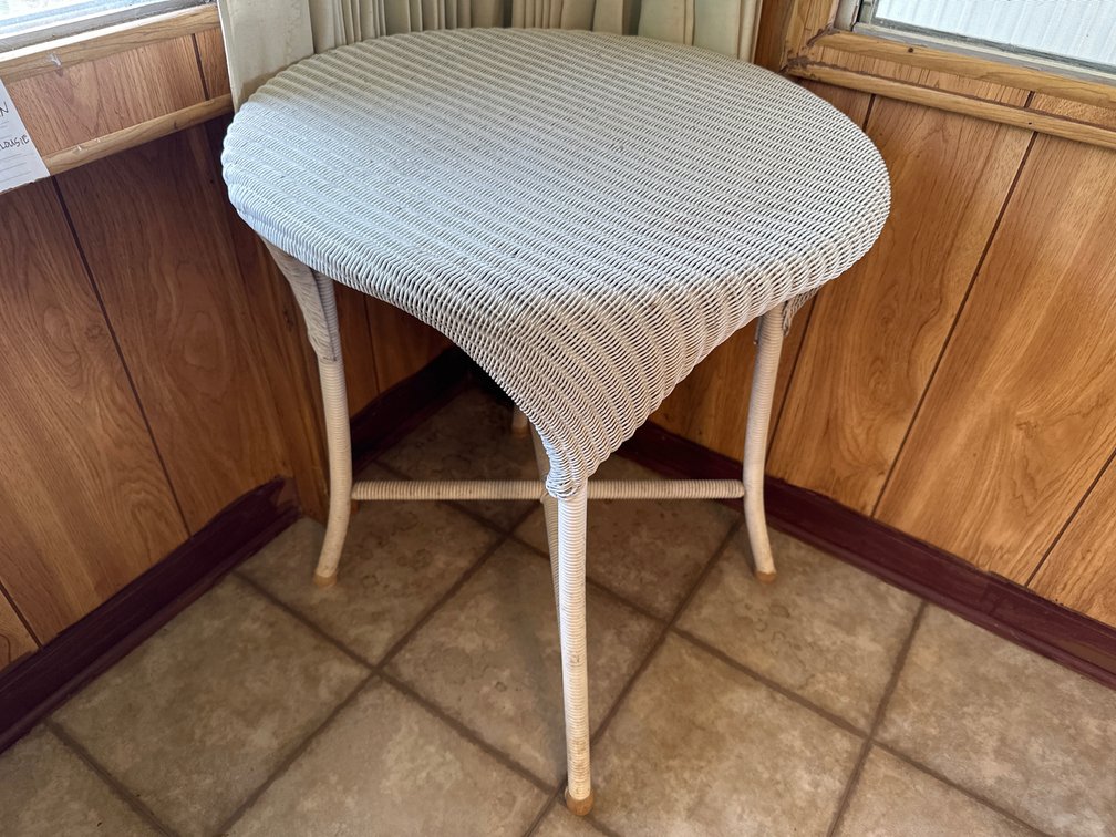 White Wicker Style Side Table