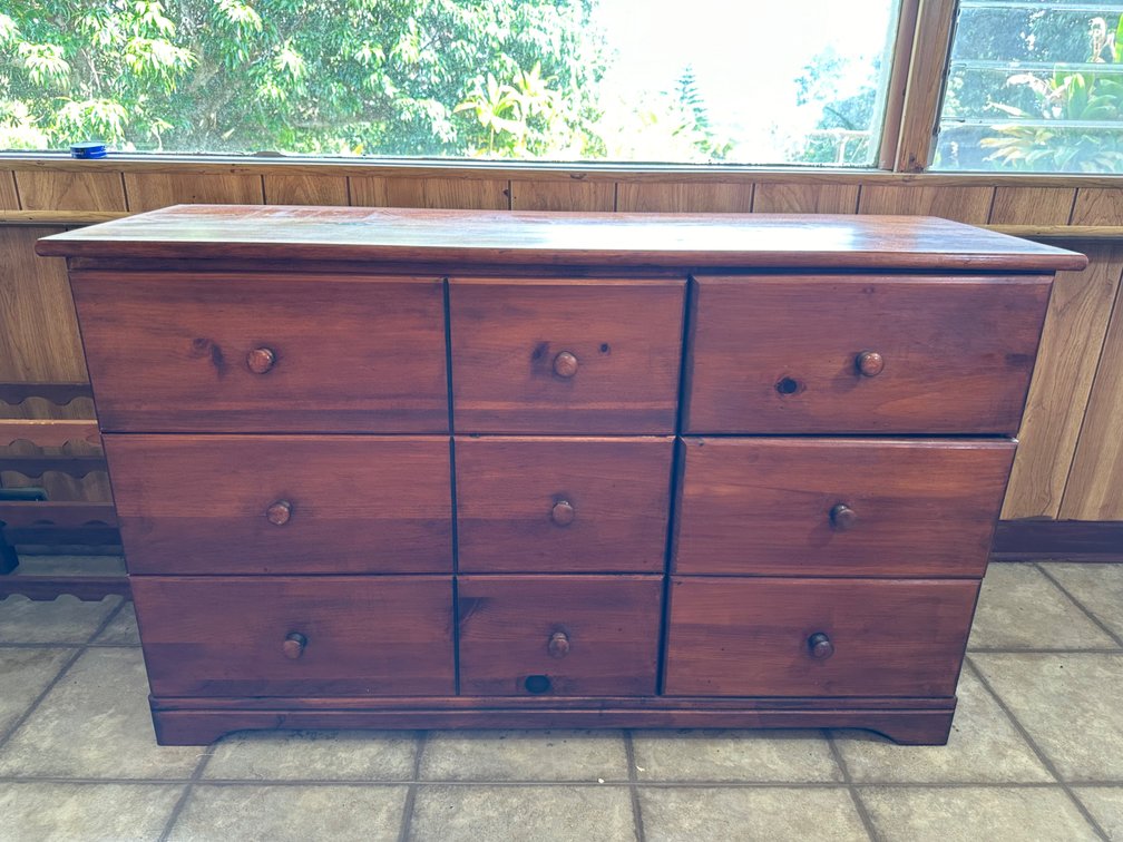 4ft Long Nine Drawer Wood Dresser 