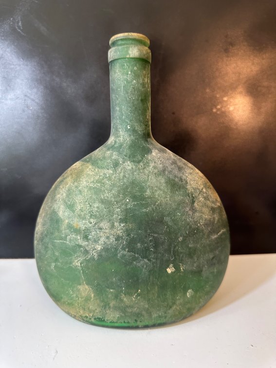 Vintage/Antique Green Glass Liquor Bottle 
