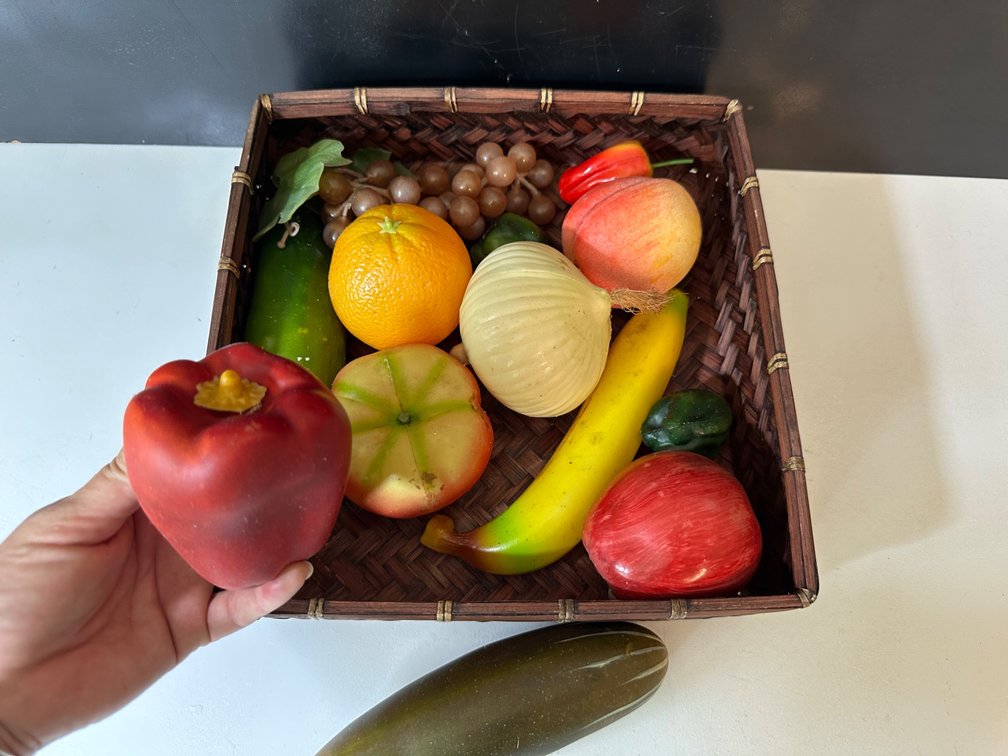 Artificial Fruit and Veggies in Basket 