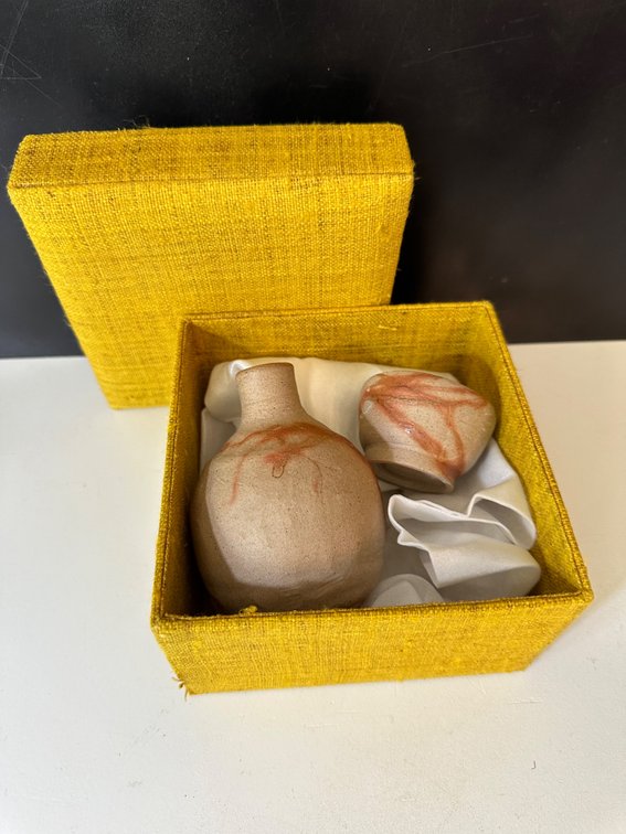 Handcrafted Japanese Saki Pitcher and Cup Set 