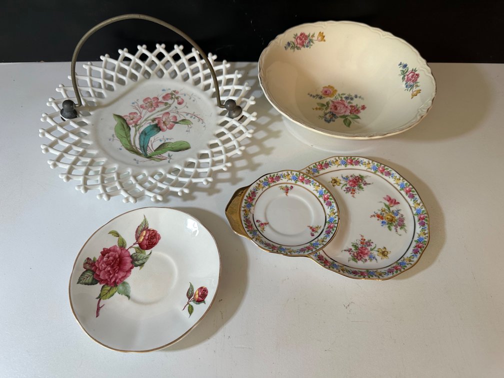 Tea Saucer Plates, Tea Cake Dish and Bowl