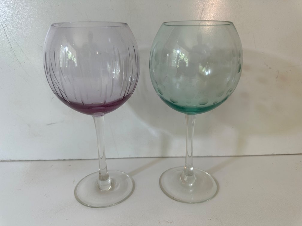 Purple and Blue Colored Wine Glasses 