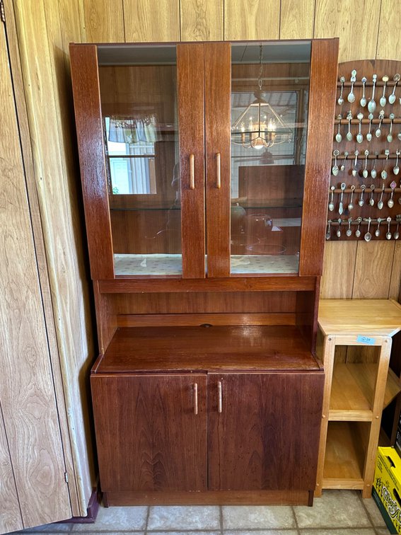 Double Door with Glass Shelf China Cabinet with Cubby Compartment