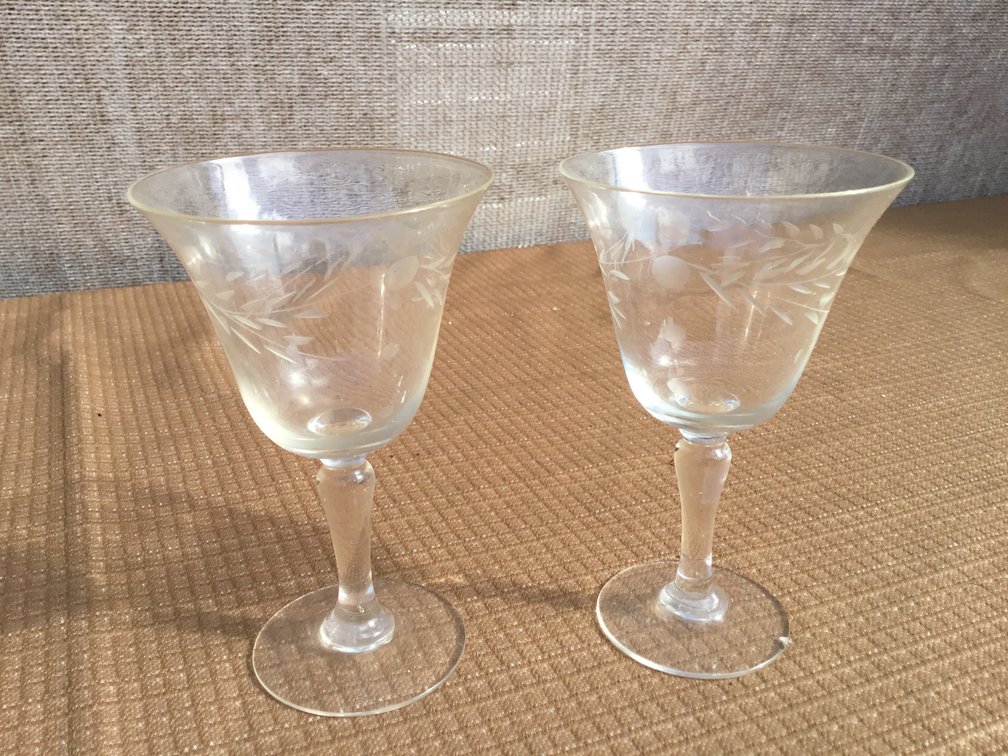 Two Crystal Cordial Aperitif Glasses