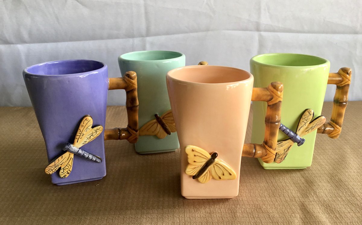 Set of 4 Decoupage Mugs