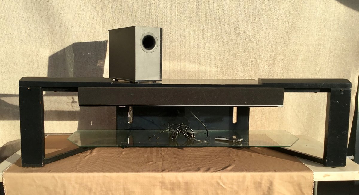 TV stand w/ Sound Bar and Subwoofer