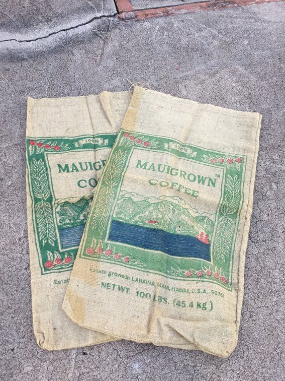Two Lahaina Maui Burlap Coffee Bag