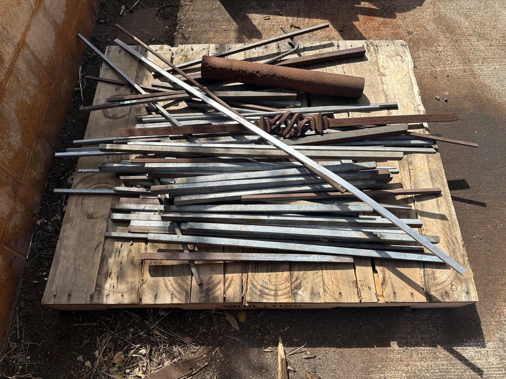Pallet of Solid and Hollow Metal Rods and Square Tubing
