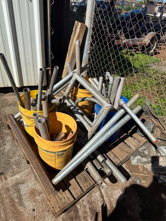 Pallet of Various Size Metal Poles and Pieces