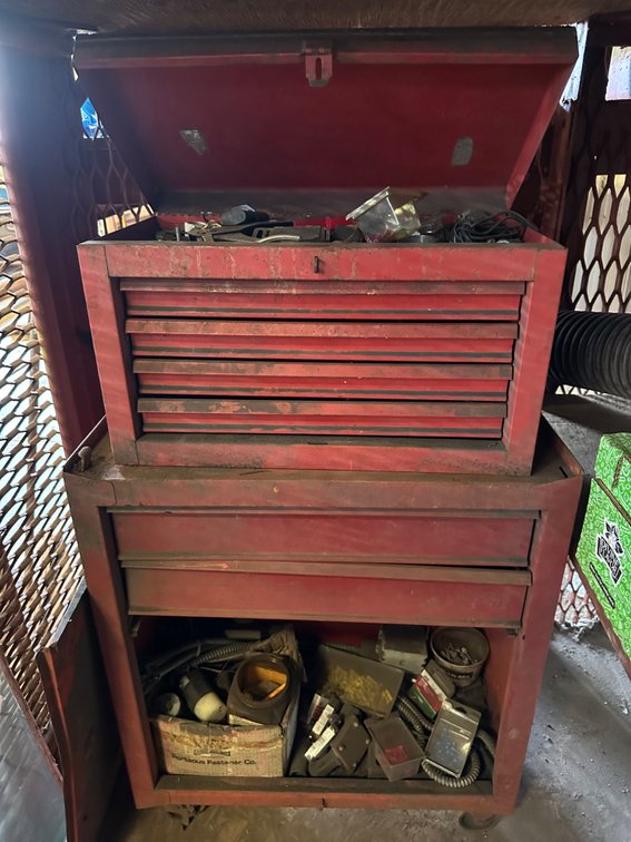 Red Metal Tool Chest with Contents