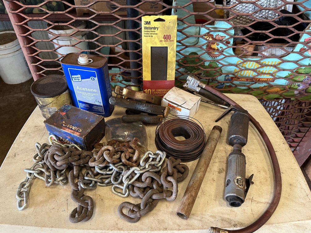Acetone, Chain, Sanding Sheets, Wielding Wire and More 