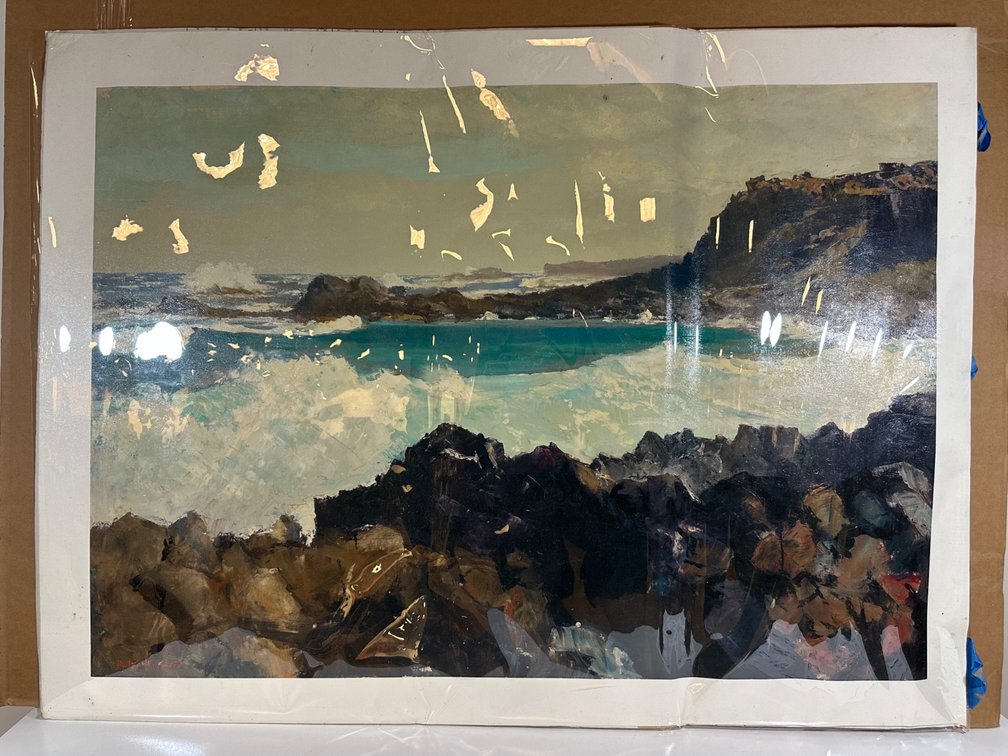 Unframed Coastal Landscape Painting by Peter Hayward - Approx. 44" x 33"