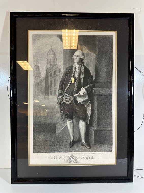 Print of Antique Engraving of John Earl of Sandwich by J.K. Sherwin