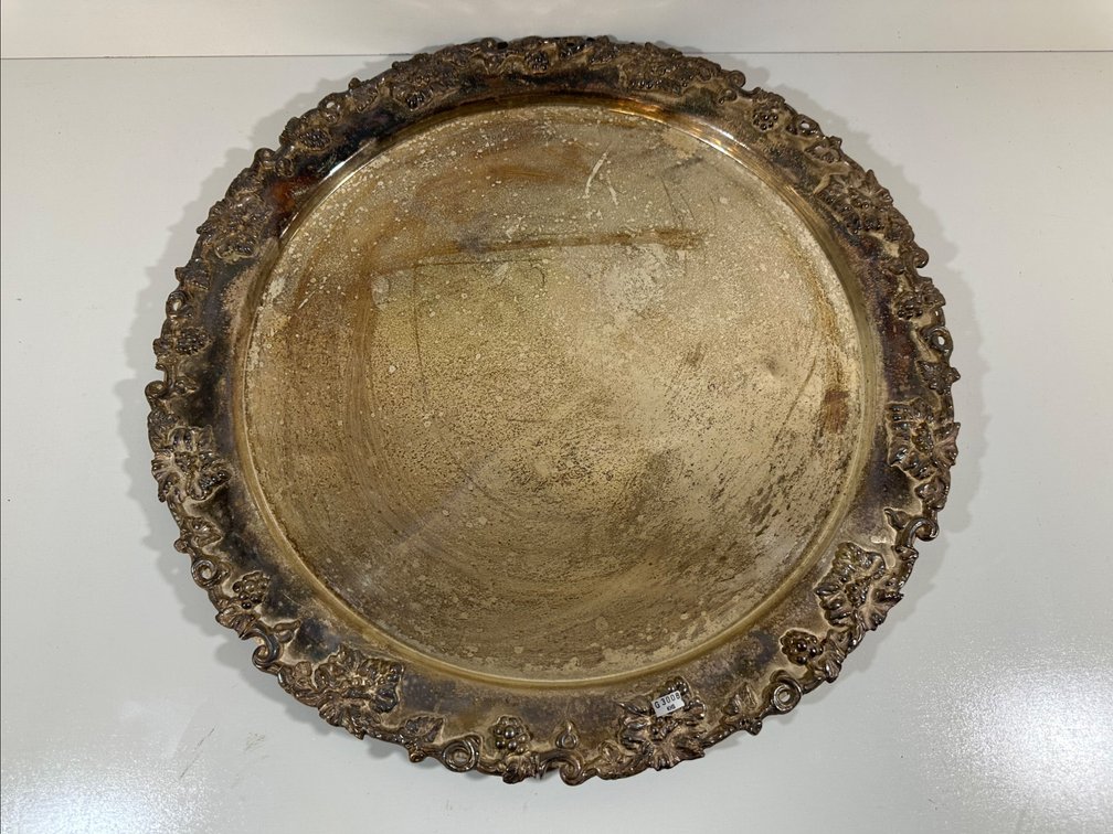 Exquisite Metal Tray with Grape Border from The Guslander Estate