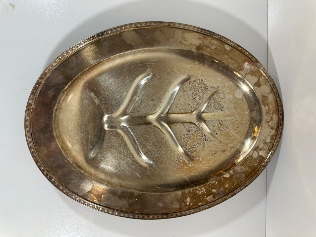 Vintage Hallmarked Metal Oval Well and Tree Platter