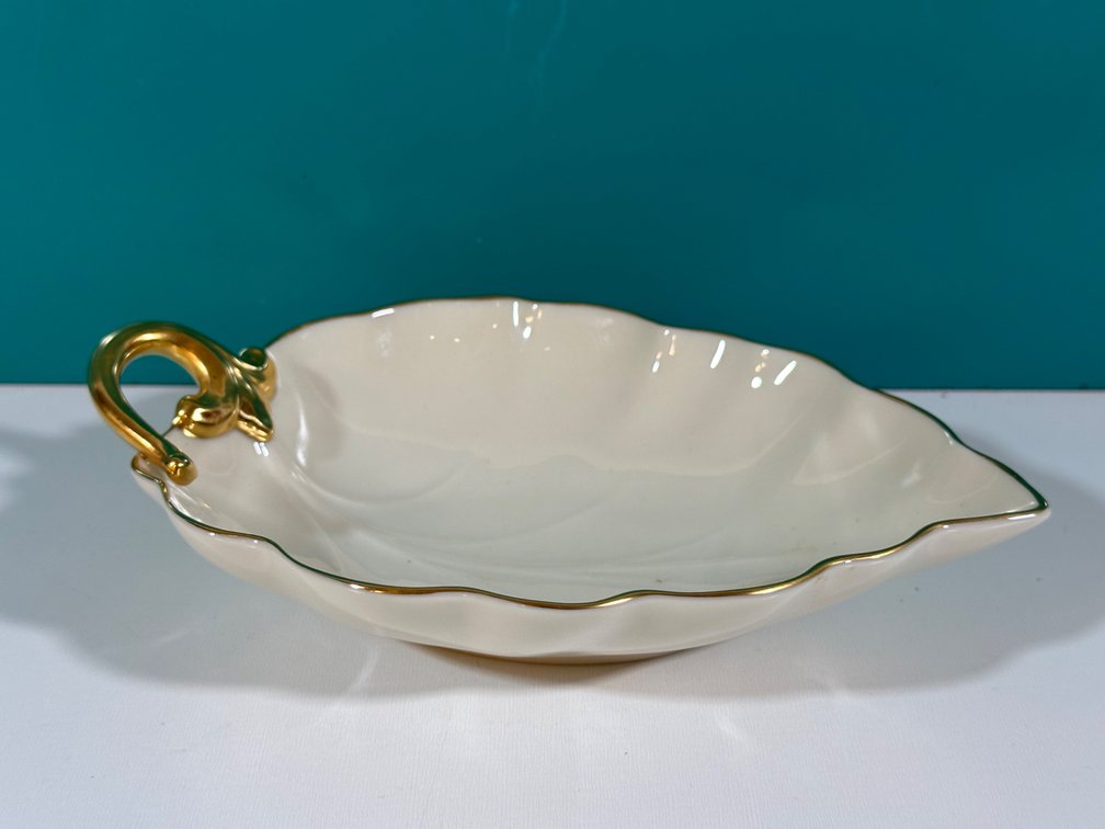 Elegant Leaf-Shaped Bowl with 24K Gold Accents by Lenox - from The Guslander Estate