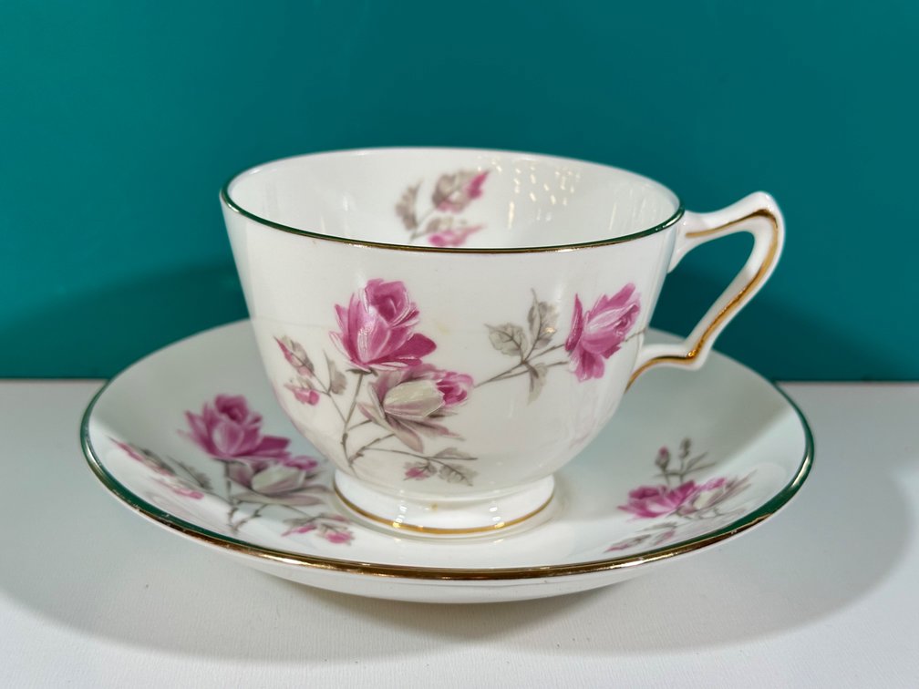 Crown Staffordshire Fine Bone China Tea Cup and Saucer - Kauai Estate