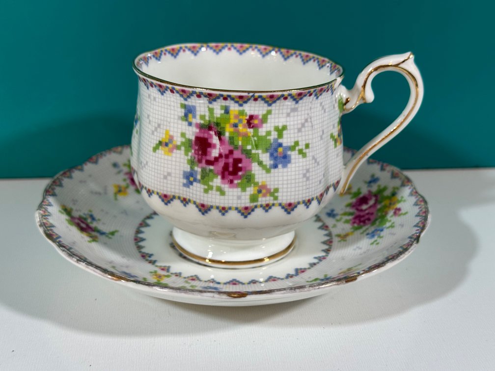 Royal Albert Bone China "Petit Point" Tea Cup and Saucer - Kauai Estate