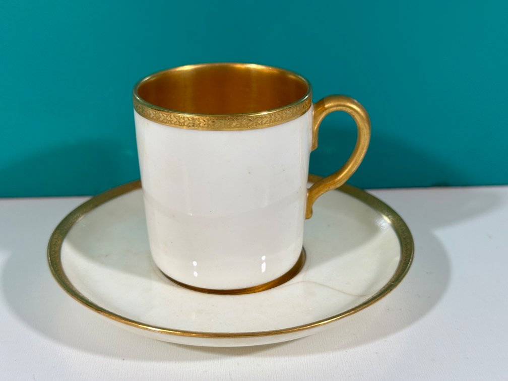 Exquisite Demitasse Cup and Saucer with Gold Rim Lines from The Guslander Estate