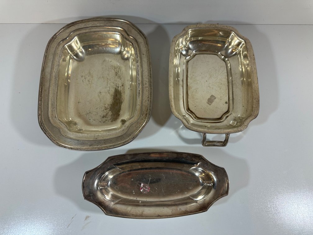 (X's 3)  Set of Silver-Plated Serving Dishes - Various Sizes