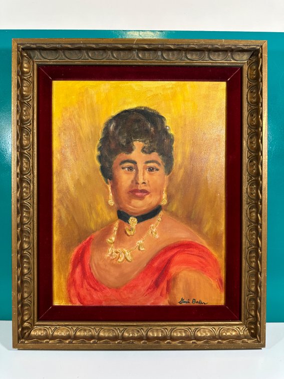 Oil Painting of Queen Emma by Geri Baker, Signed - Guslander Estate