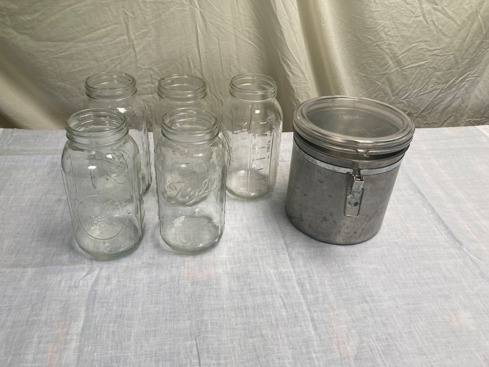5 Half Gallon Jars and 1 Large Metal Canister 