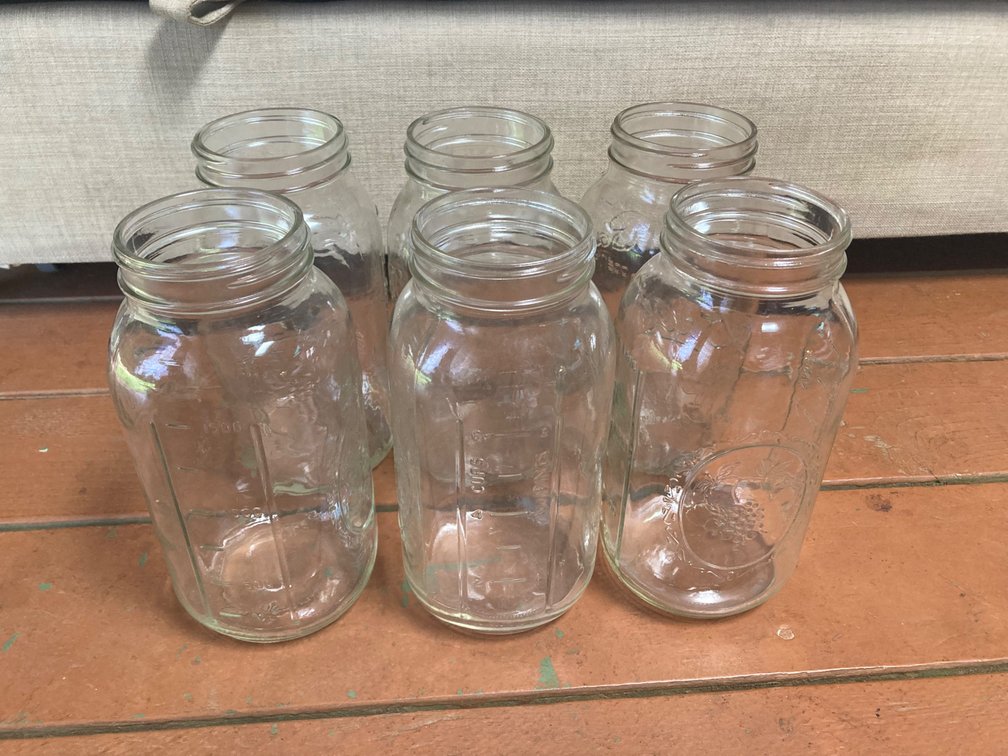 Six Half Gallon Jars