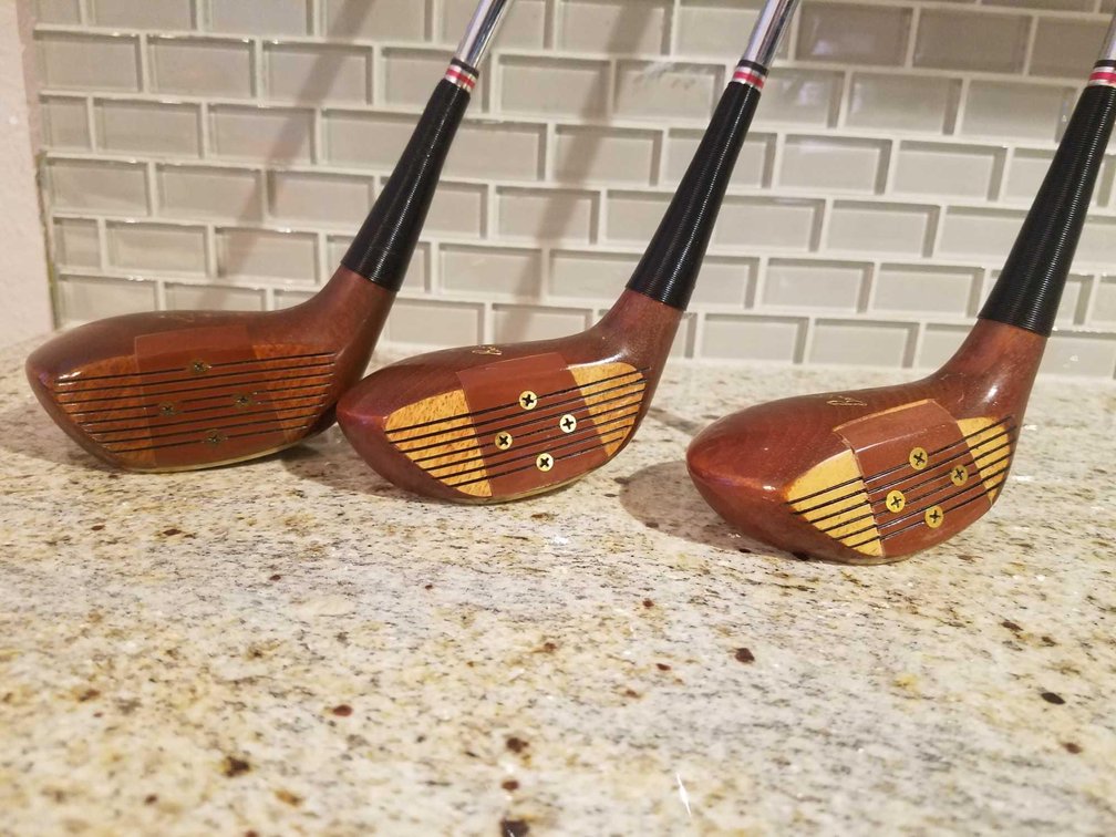  Golf Collector:  Ben Hogan Apex 1, 3, 6 Persimmon Woods original grips, steel shafts Very Nice