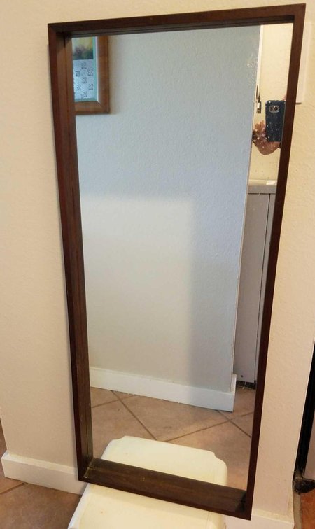 Shadow box walnut frame mirror.  17 3/4 wide by 41 1/2" high