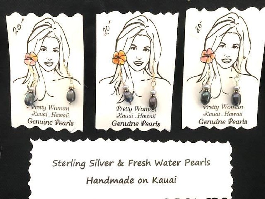  (x's3) Fresh Water Pearl Earrings with Sterling Silver Hoops - Handmade on Kauai