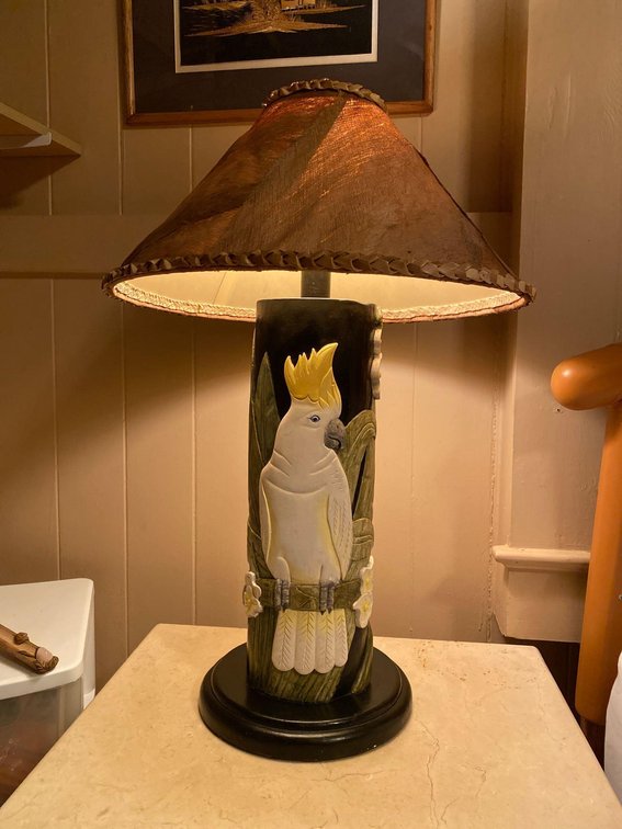 (X's 2) Hand Painted Cockatoo Lamps