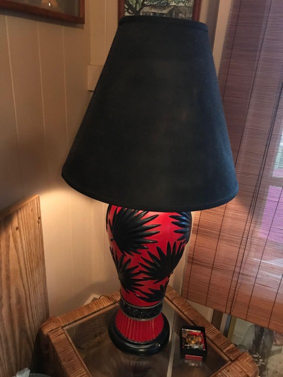 Red and Black Table Lamp
