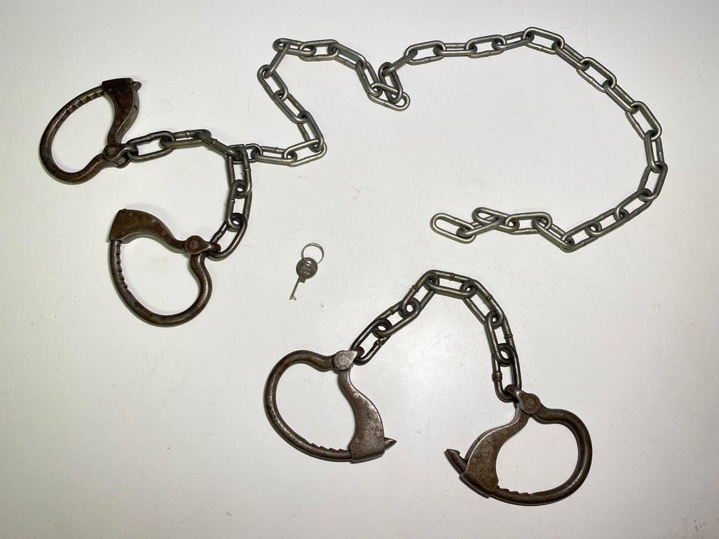 Antique Circa 1860 Tower Edge-Key Handcuffs