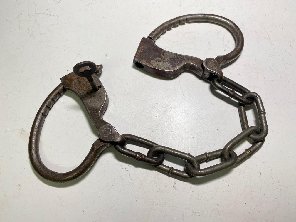 Antique Towers Downlock Darby Leg Irons 
