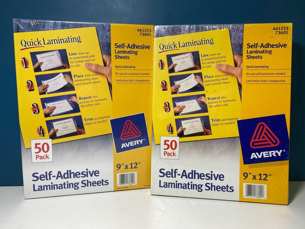 (X's 2) Avery Self Adhesive Laminating Sheets 