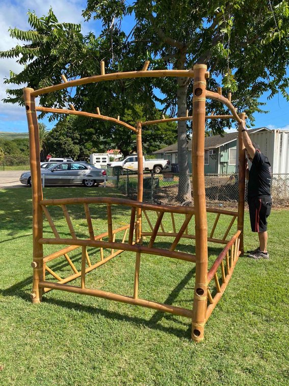 Large Four Post Canopy Style Bamboo Bed Frame