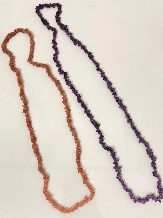 Purple and Orange Stone Beaded Necklaces