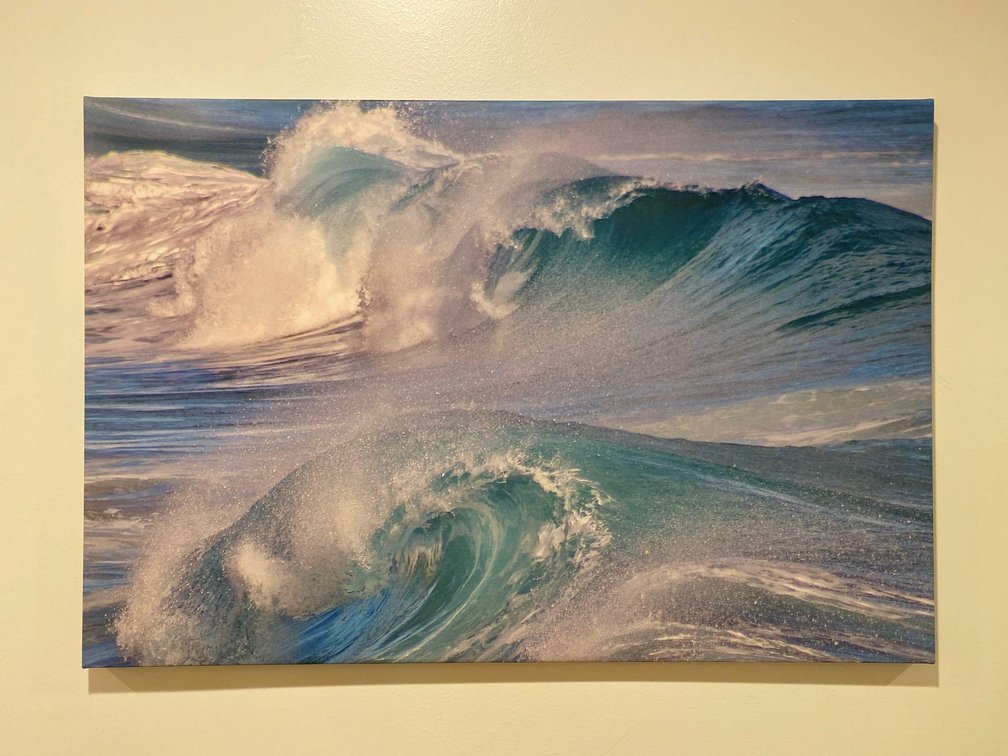 36" X 24" Ocean Wave Curl Canvas Print 