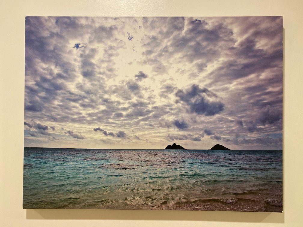 32" X 24" Ocean / Cloudy Sky Canvas Print 
