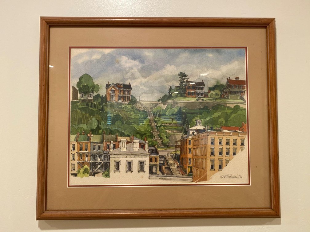 25" X 21" Framed "Green Street Steps Galena, Illinois" By CH Johnson 