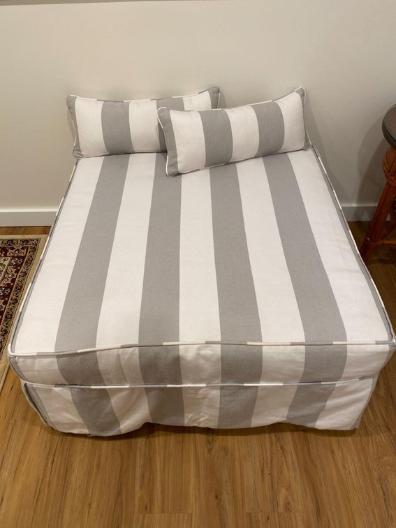 36" X 36" White and Gray Lounge Chair with Two Accent Pillows 