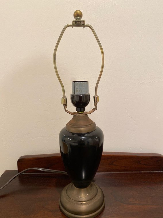 15" Tall Black and Metal Base Table Lamp - No Shade 